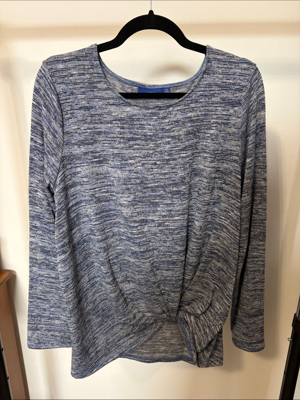 Apt 9 Blue Marled Twist-Front Long-Sleeve Top